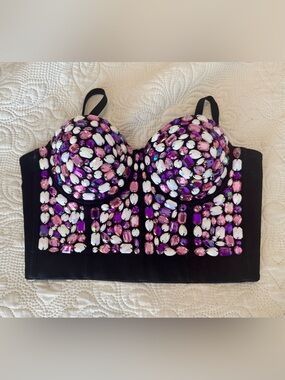 Black Rhinestone Bustier Top ✨ Medium 💕 Festival • Night Out